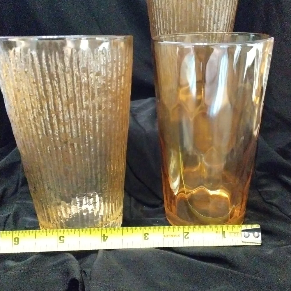 Vintage Set of Jeannette Tree Bark 3~Jeanette Carnival Glass-Honeycomb-Gold 1